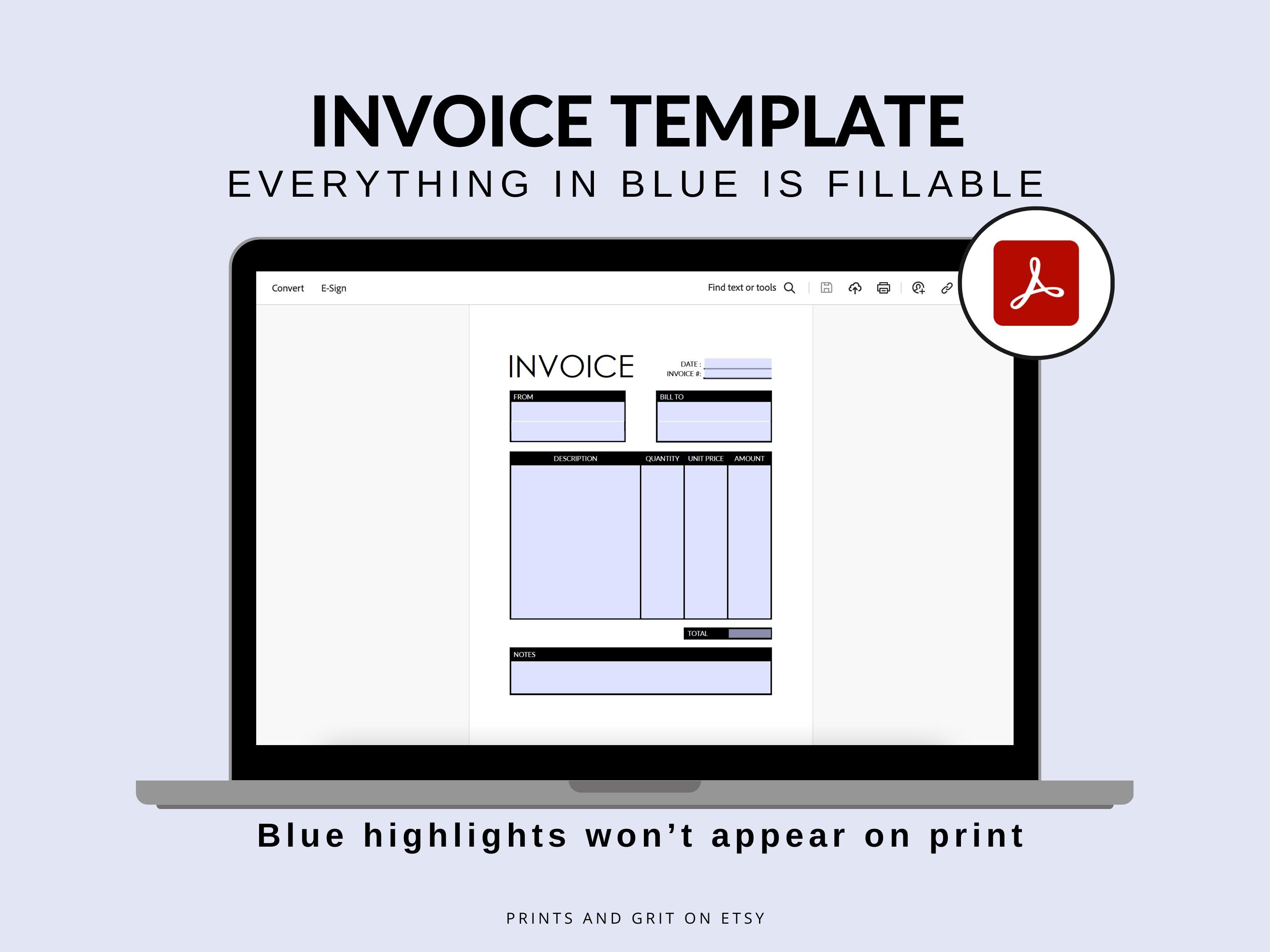 Editable Simple Invoice Examples Simple Invoice Template Editable Invoice Template Business Invoice PDF ...
