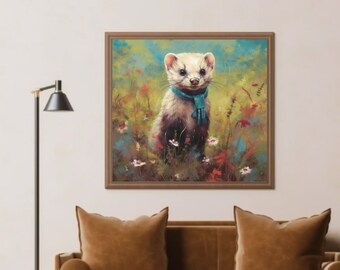 The Ferret Wall Art, Nursery Ferret Wall Print, Cute Ferret Wall Art, Ferret Art Print, Printable Art, Ferret Wall Decor, Ferret Art