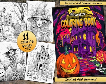 Halloween Coloring Book: Spooky Zombie Grayscale Pages (PDF)