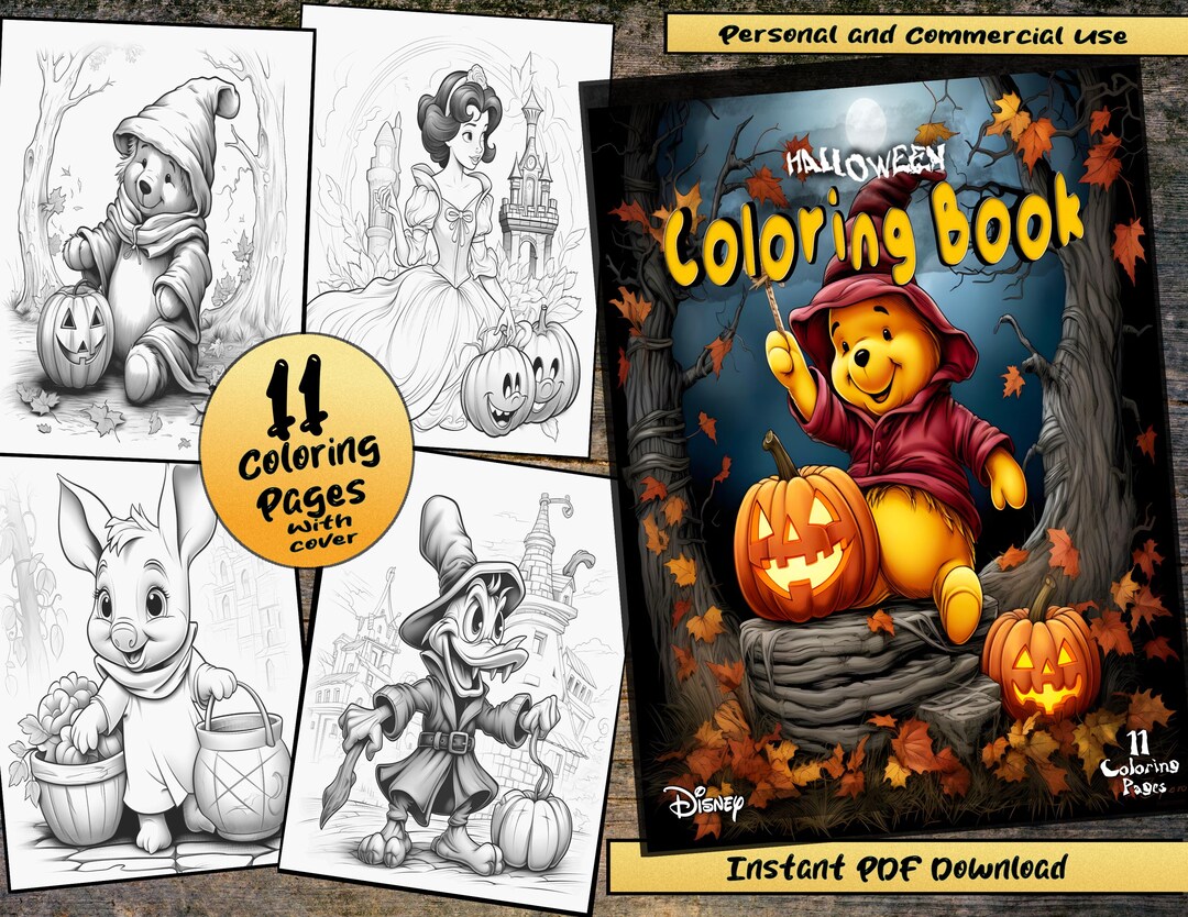 Disney Coloring Pages for Kids Disney Halloween Coloring Book, Mickey ...