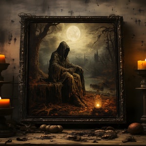 Gothic Halloween Art Print: Spooky Grim Reaper Wall Decor (Digital Download)