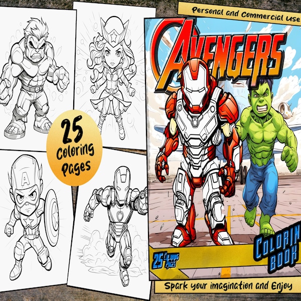 Comics Coloring Book,Superhero Coloring, Marvel Superhero Coloring Pages for Adults and Kids, Cute Superhero Coloring Book, Printable PDF