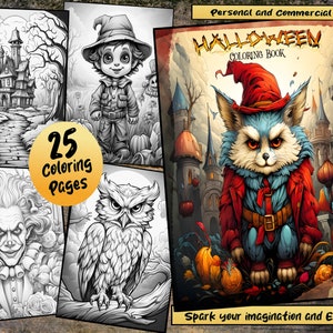 Cute Halloween Coloring Book for Kids and Adults, Pumpkin Coloring Pages for Kids, House Coloring Book, Cute Ghost Coloring Book Kids Adults