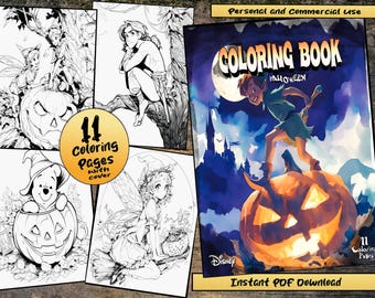 Disney Halloween Coloring Book, Peter Pan, Kids Activities (PDF Pattern)