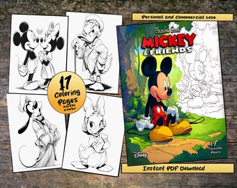 Mickey & Friends Coloring Book, Disney Characters (PDF Pattern)