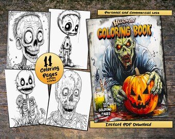 Zombie-Halloween-Malbuch für Kinder: Gruselige Aktivitätsseiten (PDF)