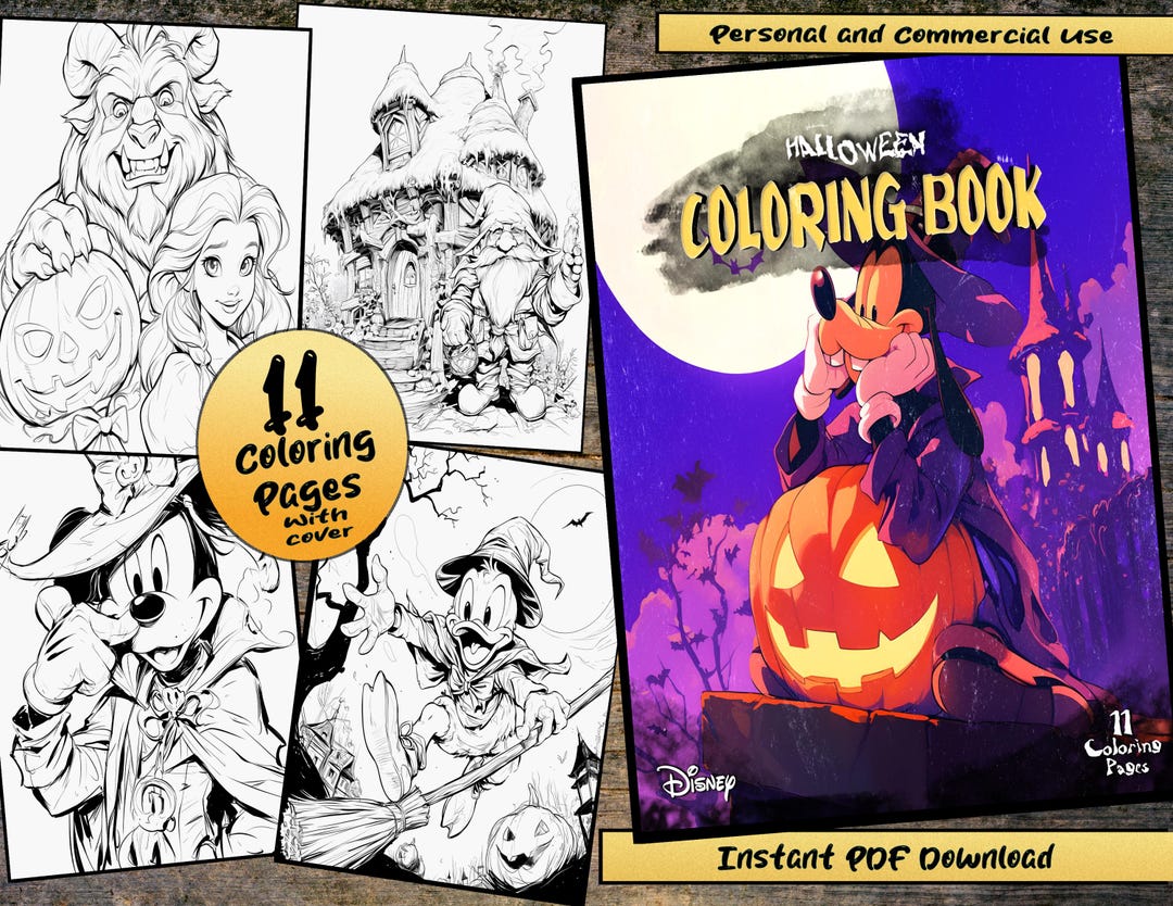 Disney Coloring Pages for Kids Disney Halloween Coloring Book, Mickey ...