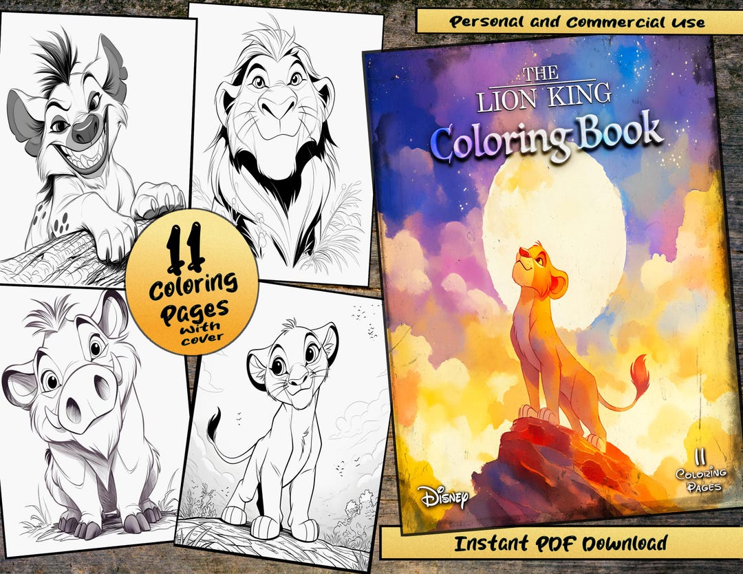 Lion King Coloring Book, Disney Activity Pages (PDF Download) - Etsy