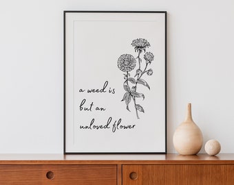 Floral Line Drawing Printable Wall Decor, Digital Download, Minimalist Flower Art, Black and White, Modern Home Decor