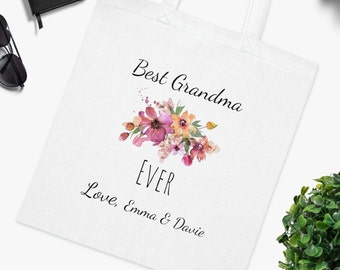 Customize Tote Bag, Grandma Shopping Bag, Grocery Bag, Birthday Gift Personalized Names Children's, Grandchildren names, Shopping Bag, Nanny