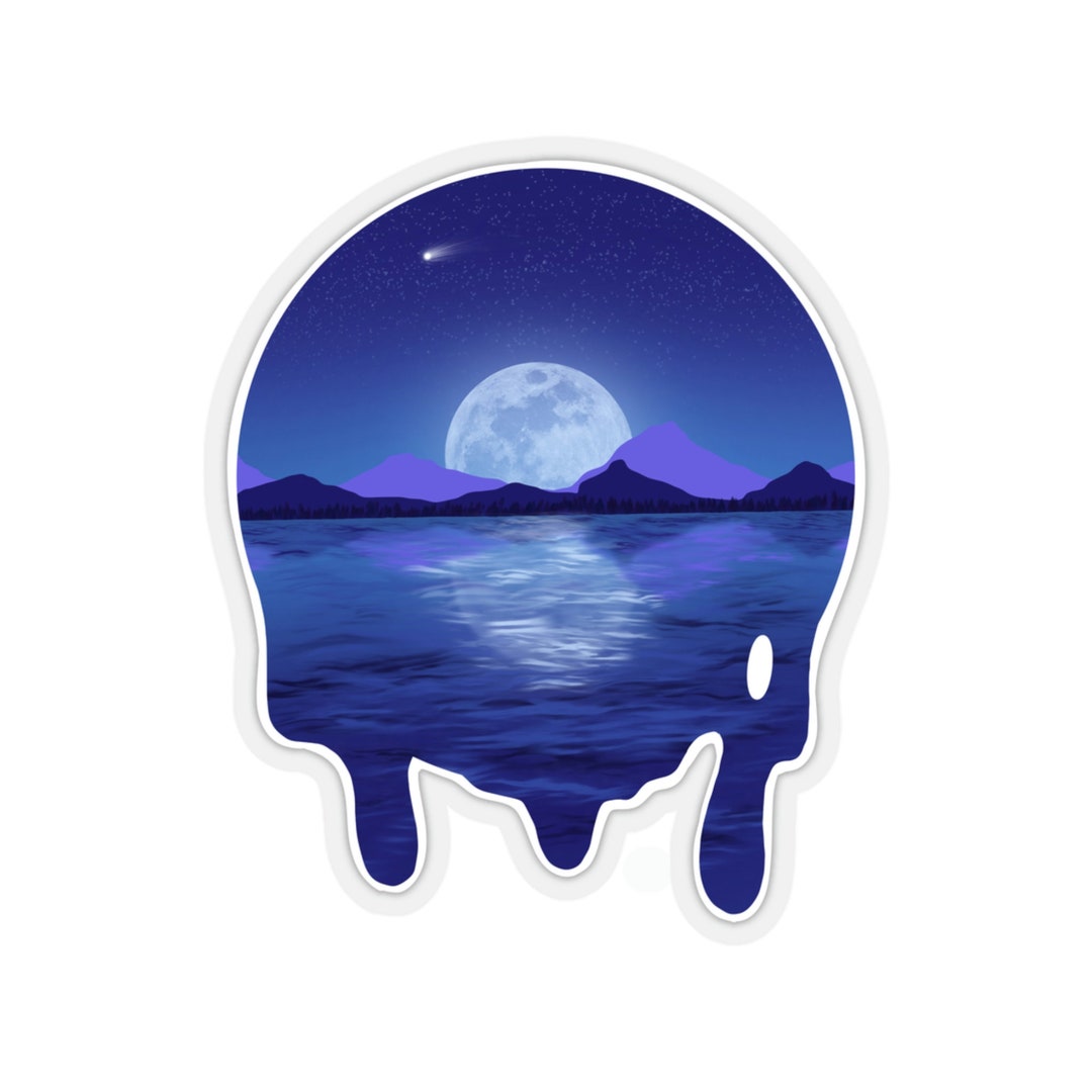 Lake Sticker | Full Moon Sticker | Nature Sticker | Twilight Sticker - Etsy