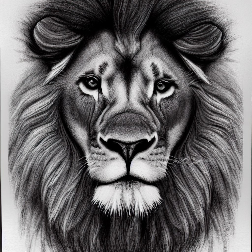 Buy Lion Drawing Lion Pencil Drawing Lion Fine Artbig Animal ...