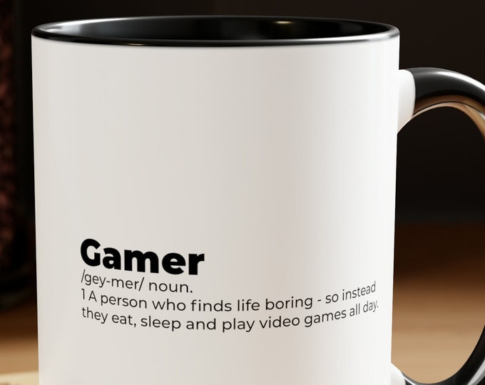 Definition of a Gamer Mug - Humorous 15oz Ceramic Cup for Video Game Lovers, Sarcastic Coffee Mug, Perfect Gaming Gift, Dishwasher Safe