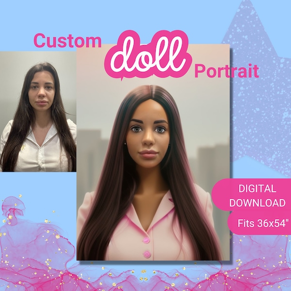 Custom Doll-Like Portrait DIGITAL- Personalized Photo Editing to Enhance Your Facial Features and Transform Look - Perfect Gift, Custom Doll