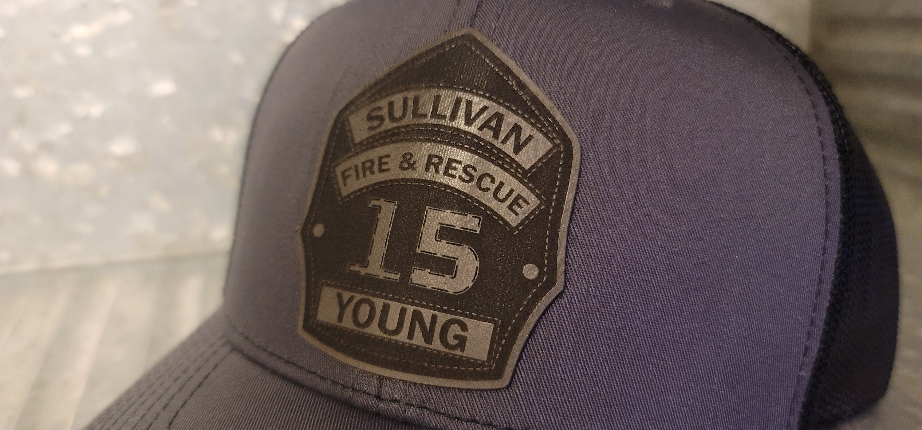 Leather Patch Fire Dept Hat, Leather Front Etsy