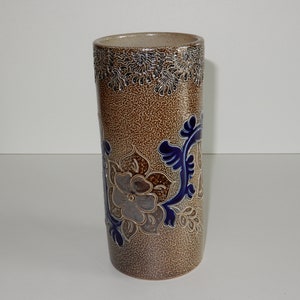 Keramikvase Blumenvase Ton Getöpfert H 20 Cm - Salzglasur Westerwald Steingut - Handarbeit - Vintage - Steinzeug Westerwälder Keramik