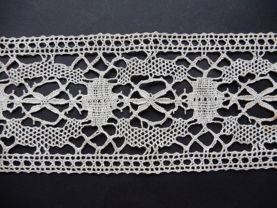1,20 m uralte Klöppelspitze Handarbeit 13 cm breit - 4
