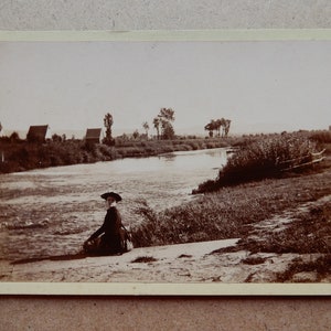 Uraltes Foto An der Werre bei Oeynhausen wunderschöne Landschaft, Dame mit Hut, Anfang 1900 13 image 1