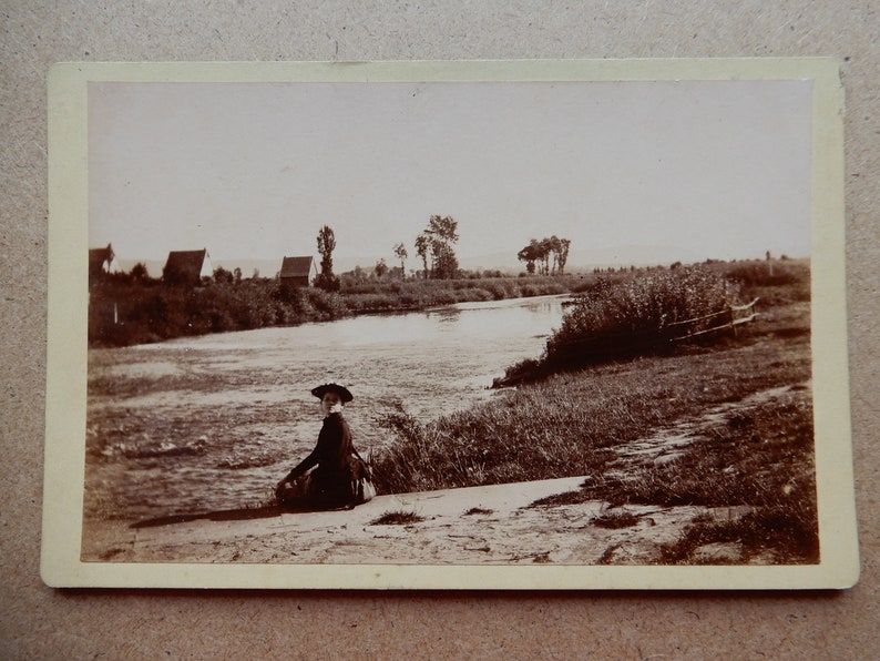 Uraltes Foto An der Werre bei Oeynhausen wunderschöne Landschaft, Dame mit Hut, Anfang 1900 13 image 1
