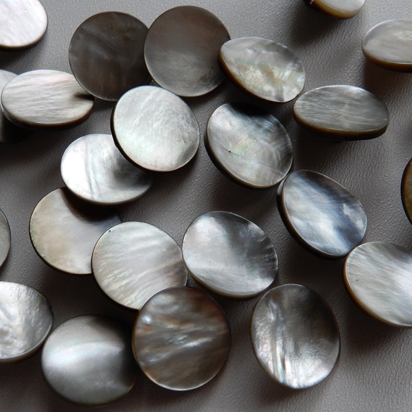 12 herrliche Perlmuttknöpfe Ösenknöpfe 1,7 cm grau irisierend - Vintage - G10