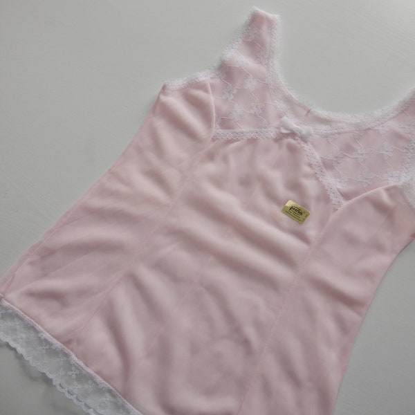 Kleines rosa Perlon-Unterkleid für Mädchen, Puppe, Bär- Vintage
