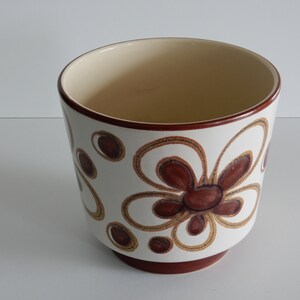 Großer Blumenübertopf aus Keramik mit braunem Muster - Blumentopf Übertopf - Vintage - 70er/80er Jahre -