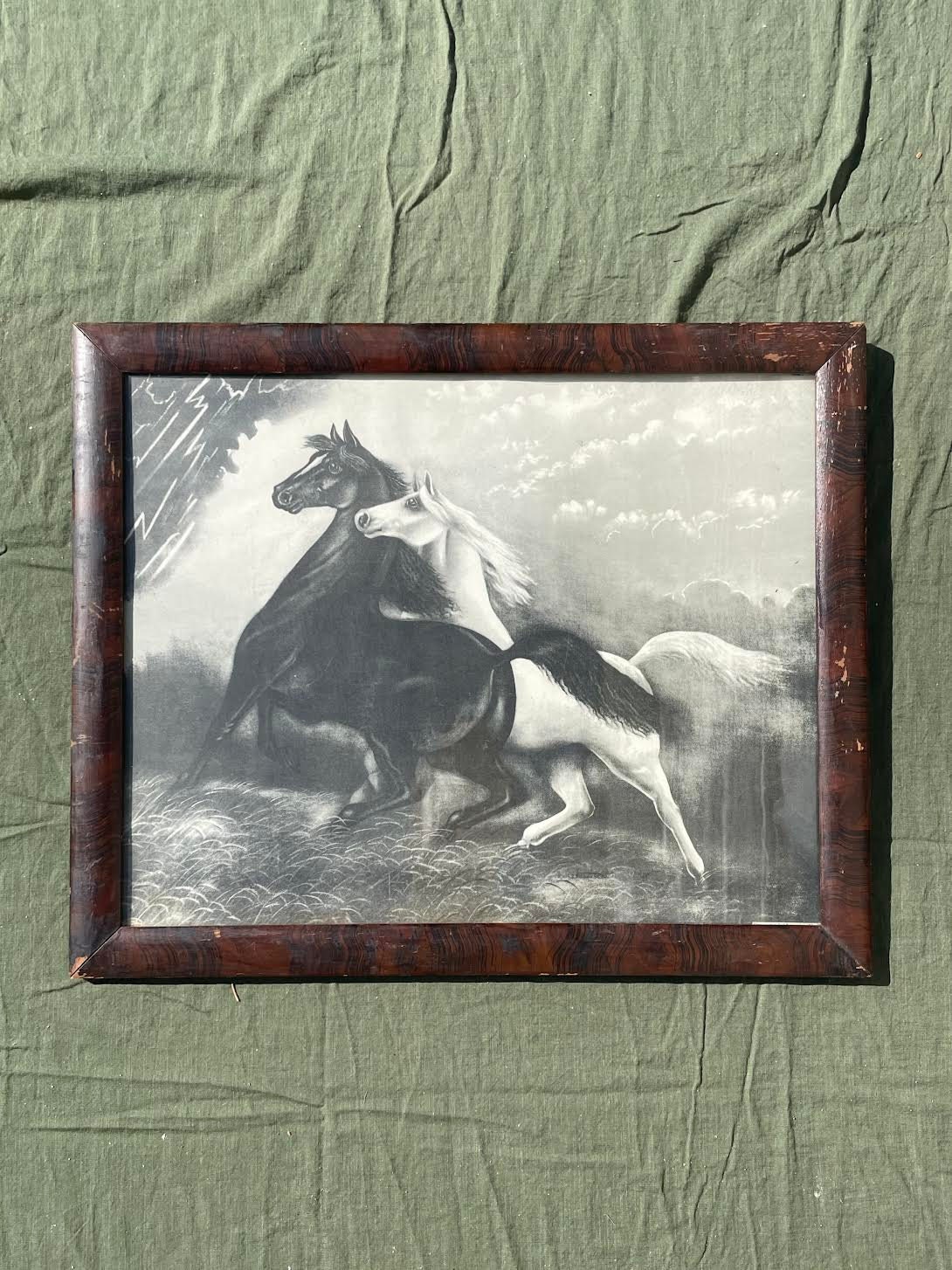 Rare Early 20th Century Print Spirited Horses by Leroy 1904 the