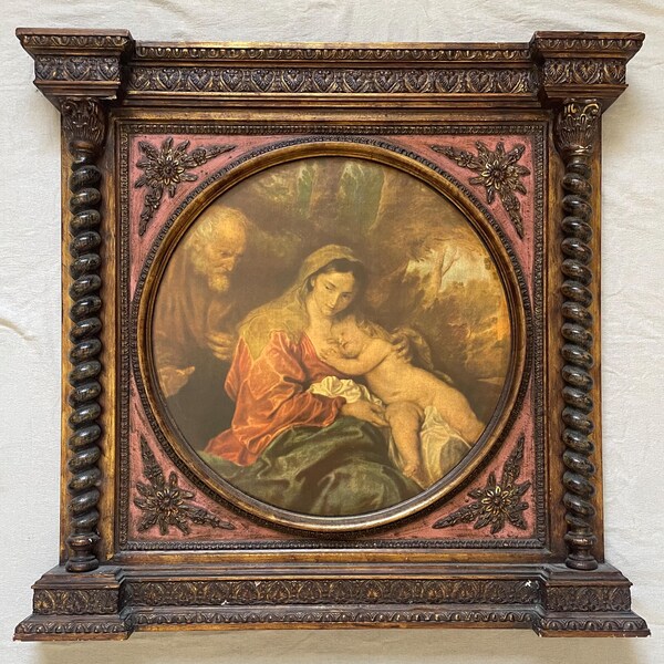 Italianate Art | Large | Ornate Frame | Holy Family in Wooded Landscape | 17th-18th Century Italian School | The Halcyon Collection