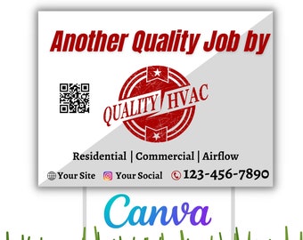 HVAC Yard Sign, Air Conditioning Marketing, HVAC Template, DIY Canva Ad, Heating Service, Road Sign Design, Heating & Air Marketing