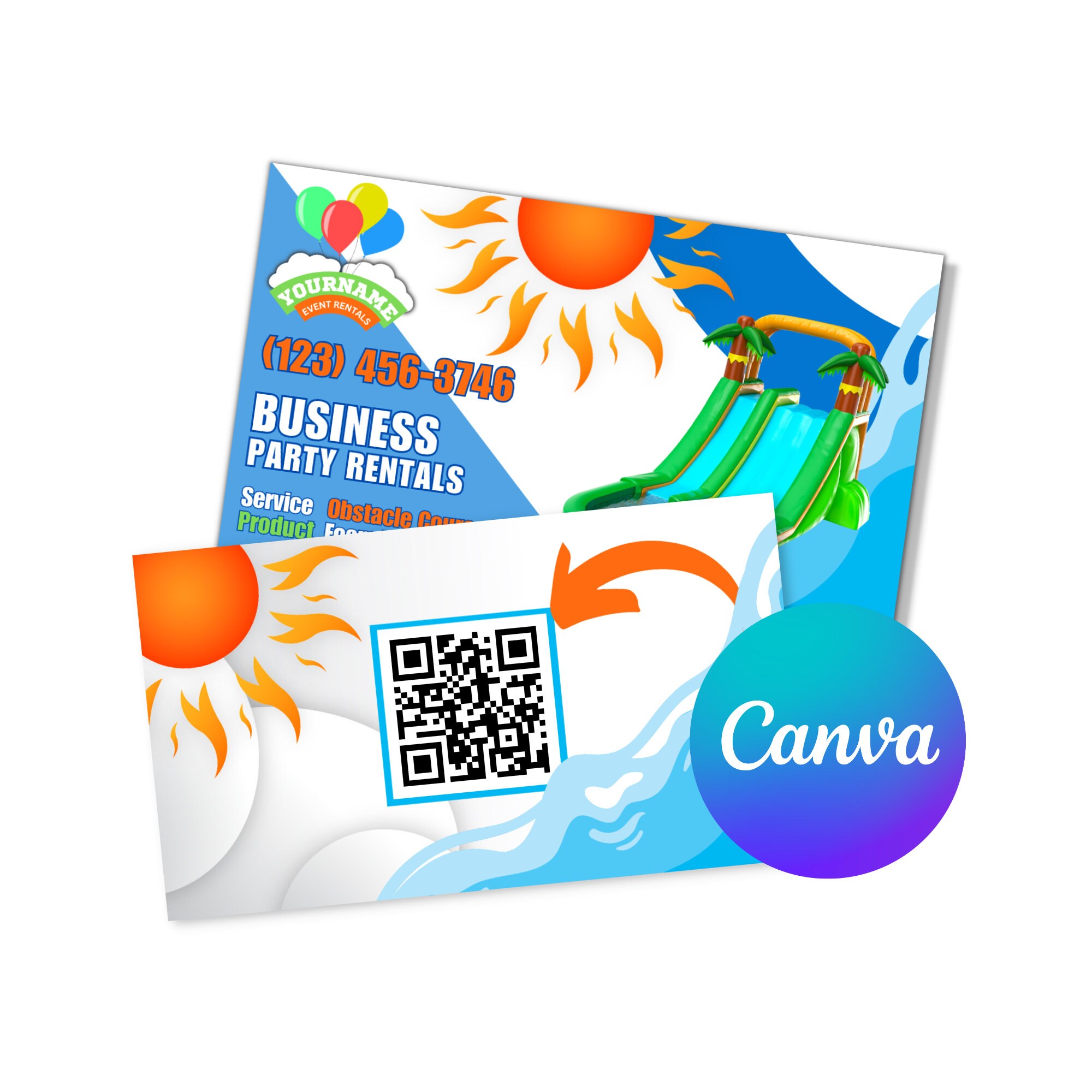 Party Rental Business Card, Bounce House Rental Business Card, Business