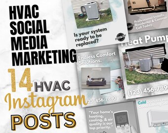 HVAC Social Media Post, HVAC Instagram Template Pack, Two Weeks Heating & Air Templates HVAC Social, Air Conditioning Marketing, Instagram