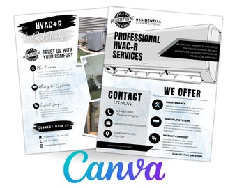 HVAC Flyer Template, Social Media Flyer, HVAC Flyers, Flyer Template, HVAC Technician,  Flyer Canva, Flyer Design, Contractor Flyer, diy