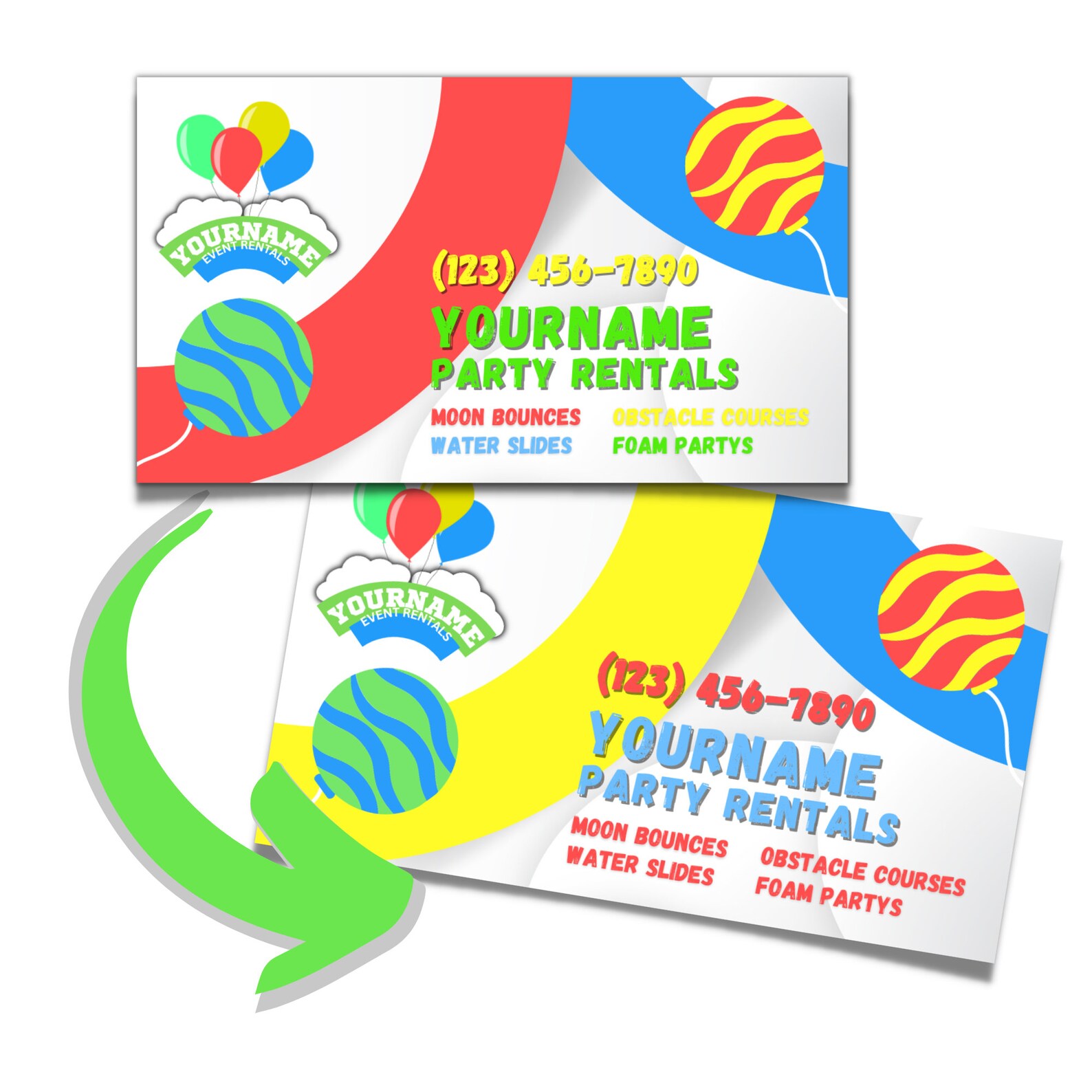 party-rental-business-card-bounce-house-rental-business-card-etsy