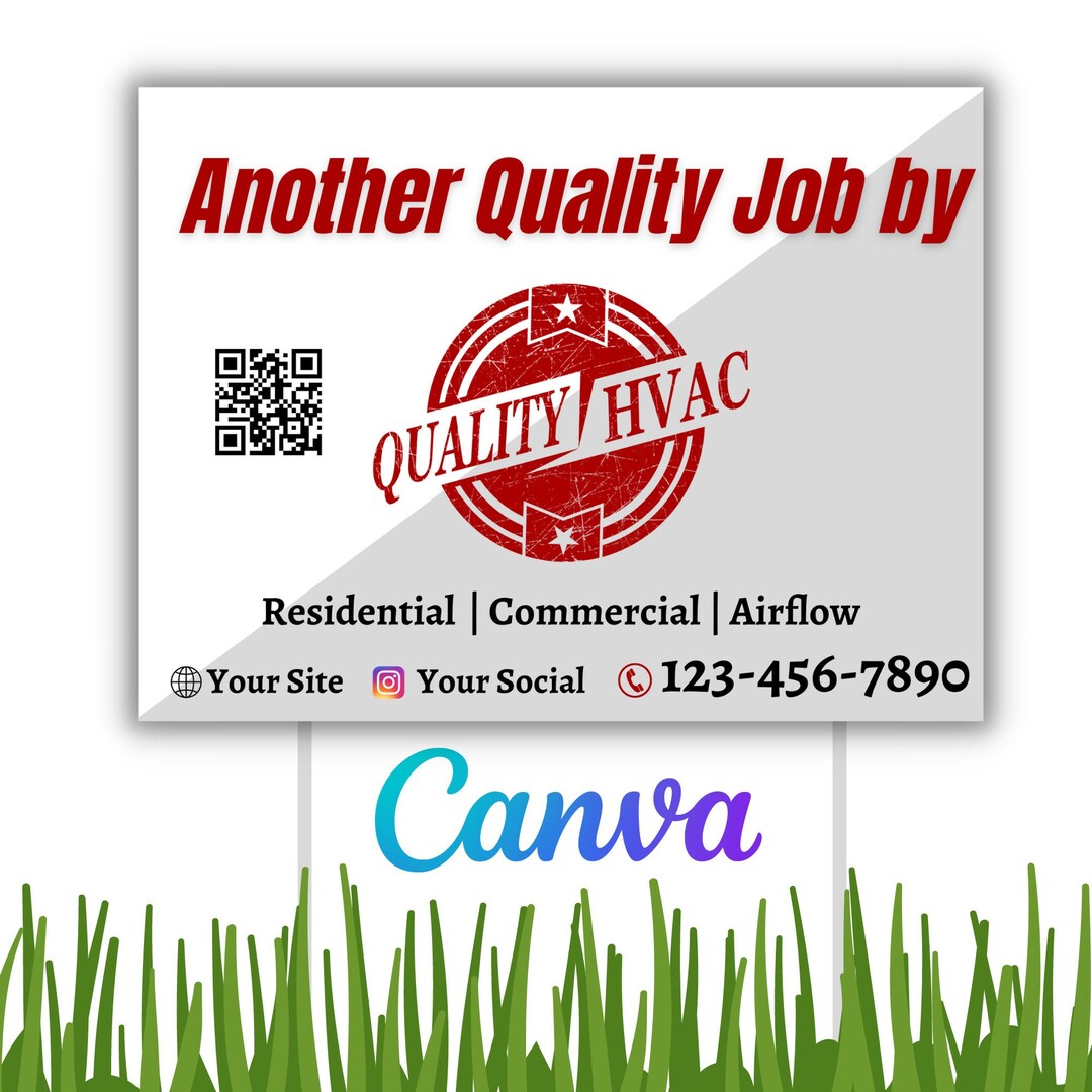 HVAC Yard Sign, Air Conditioning Marketing, HVAC Template, DIY Canva Ad