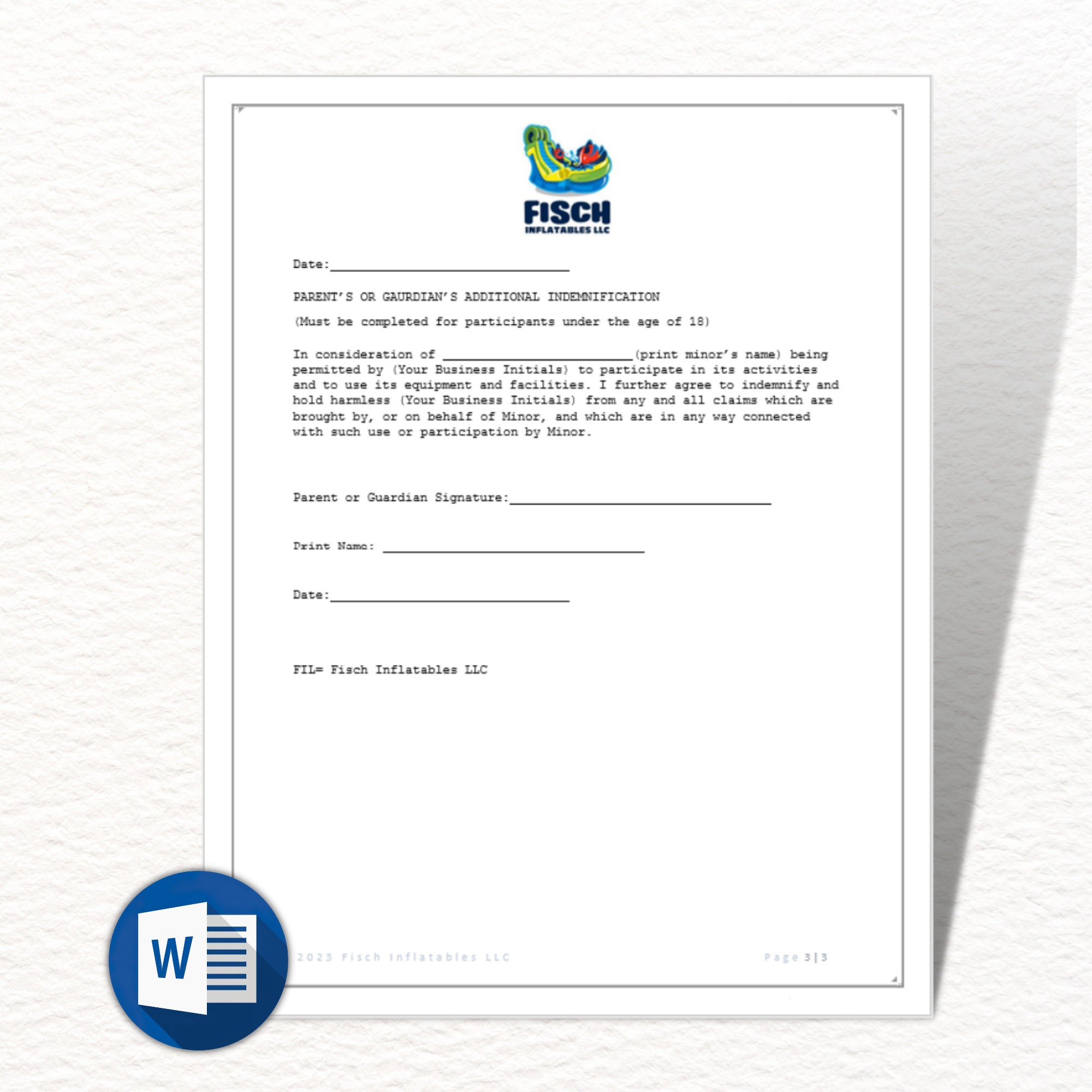 Bounce House Liability Waiver Form, Microsoft Word Template, Business Bounce House Liability Waiver Form, Microsoft Word Template, Business