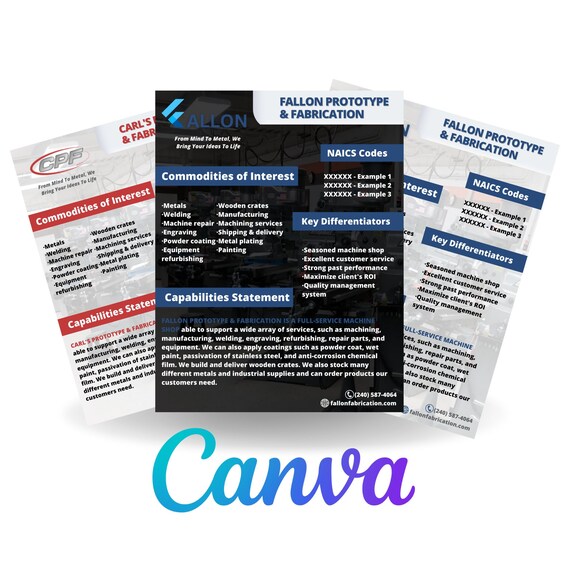 Capability Statement Template Canva Template Corporate - Etsy