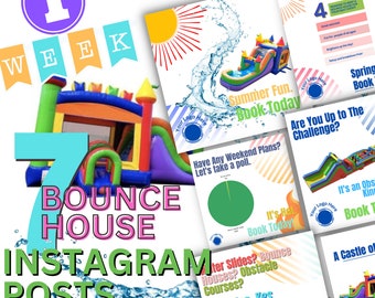 7 Bouncy House Instagram Templates, Editable Social Media, Bouncy castle rental, Kids Bouncy house Template, DIY Canva, Jump Party