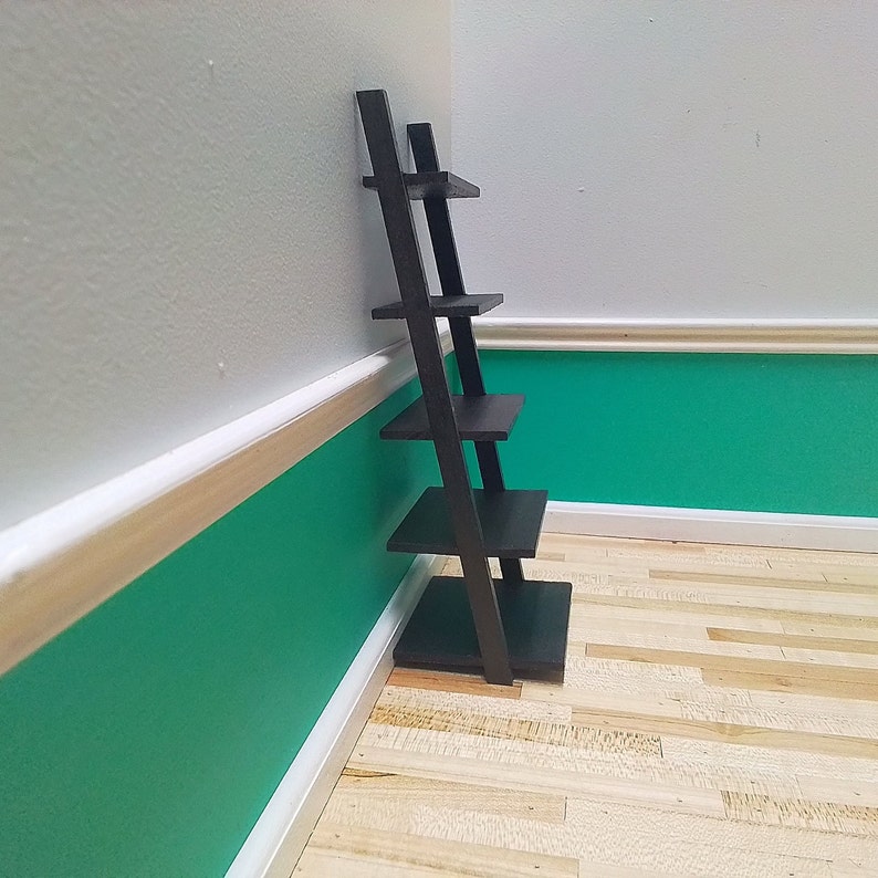112 Scale Leaning Ladder Shelves With 5 Graduated Shelves Miniatures
