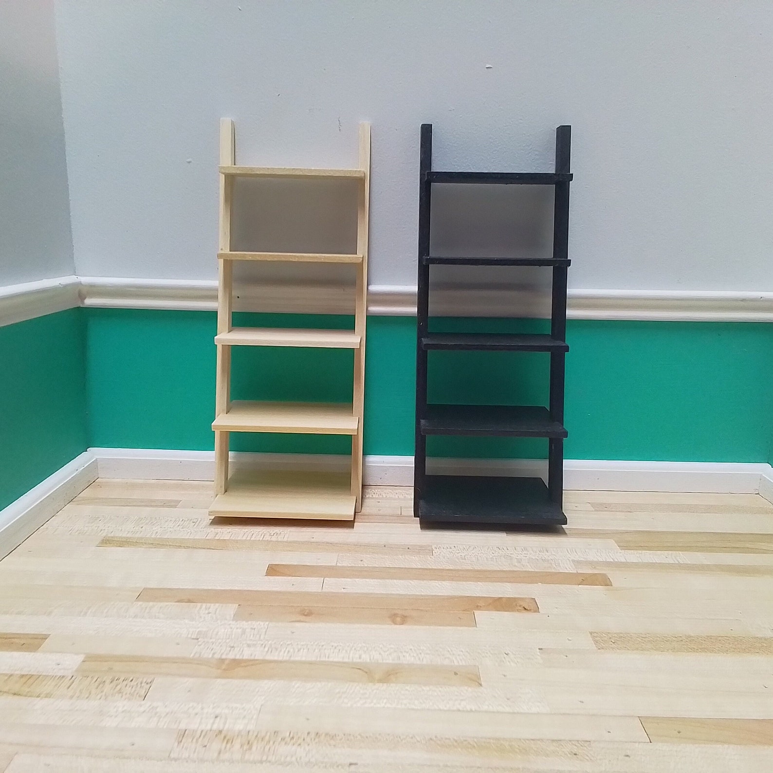 112 Scale Leaning Ladder Shelves With 5 Graduated Shelves Miniatures