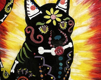 Pet Portrait From Photo, Pet Memorial, Dia De Los Muertos, Sugar Skull, Halloween Pet Art, Custom Pet Portrait