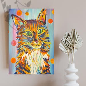 Custom Pet Portrait, Pop Art Pet Painting, Portrait From Photo, Colorful Cat Painting