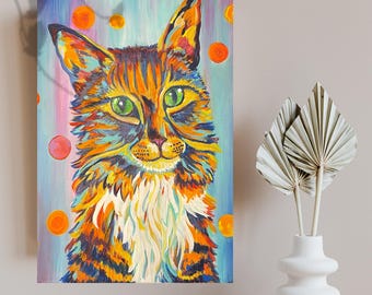 Custom Pet Portrait, Pop Art Pet Painting, Portrait From Photo, Colorful Cat Painting