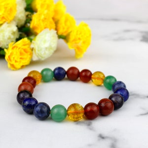 7 Chakra Bracelet Elastic Bracelet Seven Chakra Jewelry Chakra Crystals Healing Crystal Bracelet Natural Mix Gemstone Bracelet Gift For Her