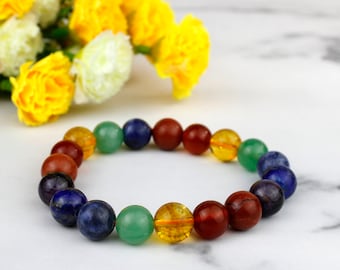 7 Chakra Healing Bracelet – Natural Gemstone Jewelry for Energy Balance, Meditation & Spiritual Wellness