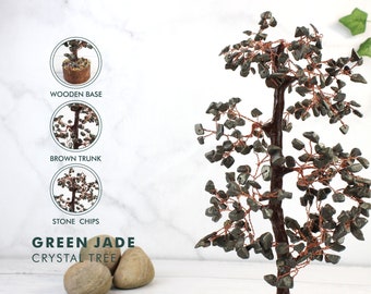 Handmade Green Jade Crystal Tree: Bonsai Tree of Life