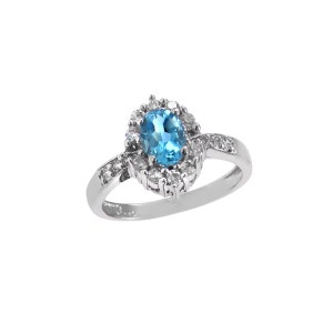Natural Blue Topaz Ring Sterling Silver Gemstone Engagement Ring For Women - Promise Ring November Birthstone Anniversary Gift For Her