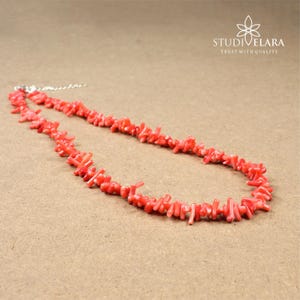 Red Coral Chip Choker: Irregular Gemstone Beads, Handmade Jewelry