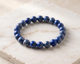 Stretcharmband met lapis lazuli-kralen: natuurlijke edelsteen, uniseks ontwerp