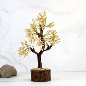 Citrine Crystal Tree of Life: Natural Gemstone Feng Shui Decor