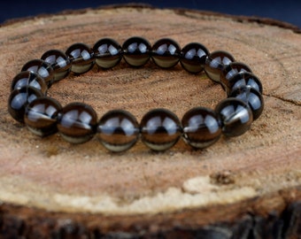Bracelet en cristal de quartz fumé AAA, pierre précieuse brune naturelle, protection apaisante